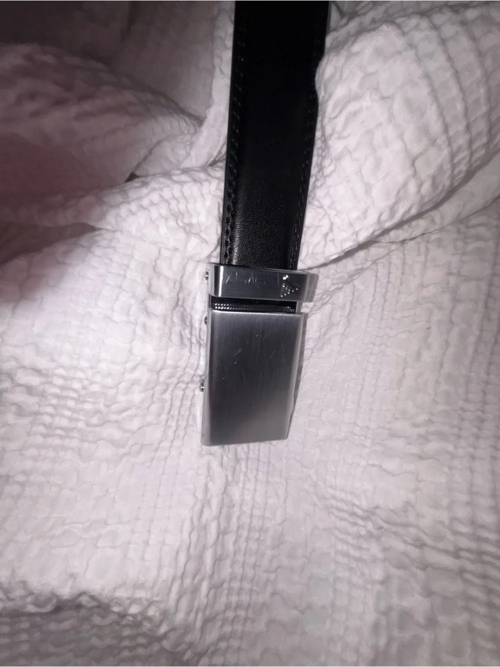 Boys Mission Black Leather Belt with Silver Automatic Buckle size 28